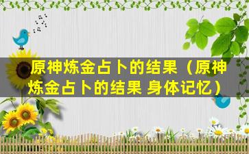 原神炼金占卜的结果（原神炼金占卜的结果 身体记忆）